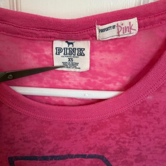 PINK Victoria's Secret Tee - Hot Pink with Navy Accents - Picture 4 of 5